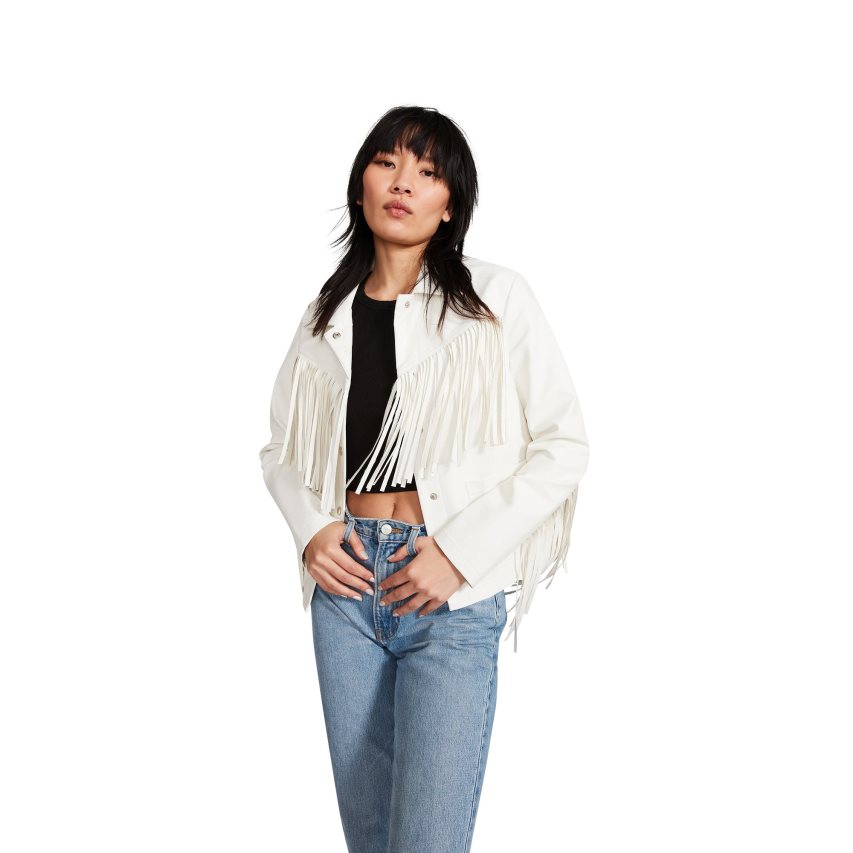 White Steve Madden Fringe Women\'s Jackets | PH 0973AMH